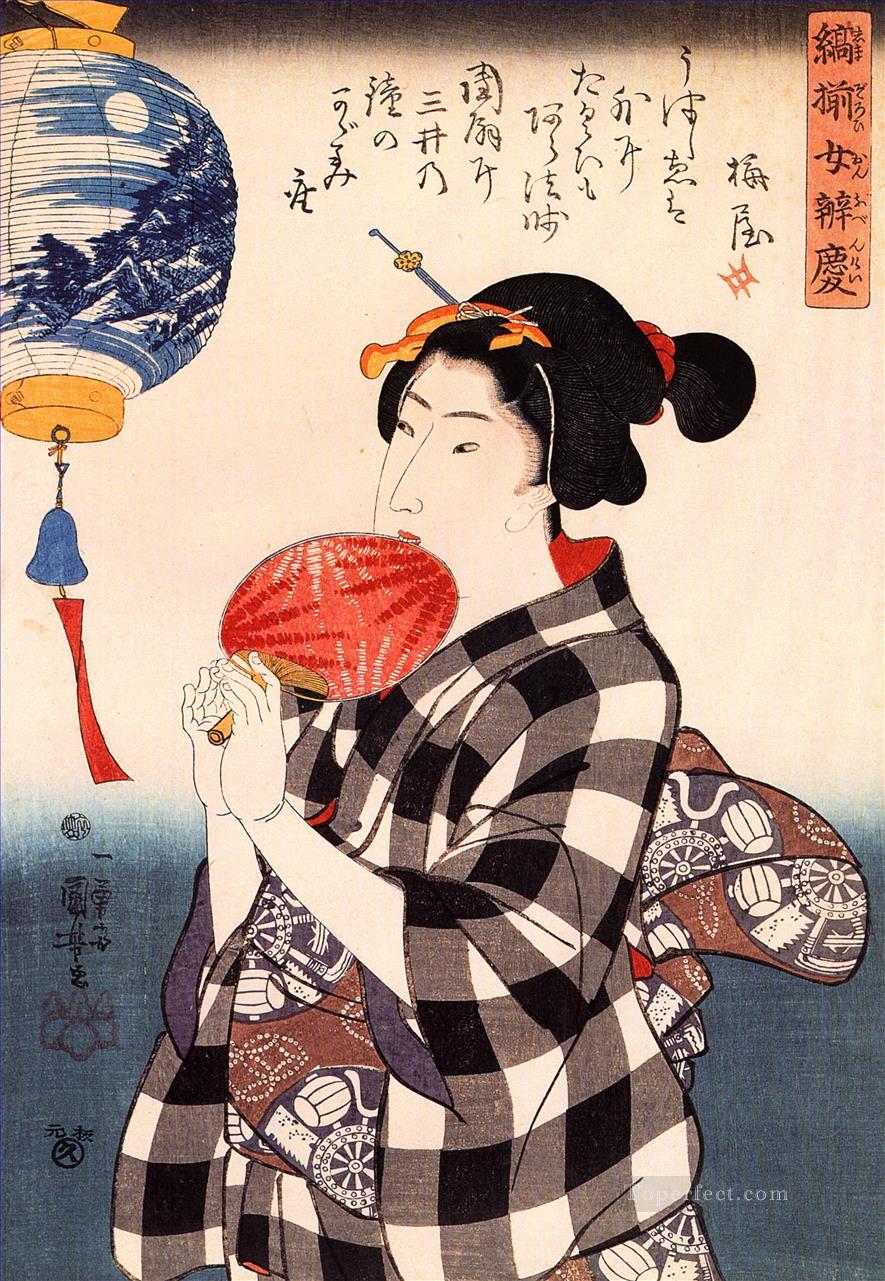 woman with fan Utagawa Kuniyoshi Ukiyo e Oil Paintings